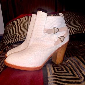Lucchese python white heeled booties